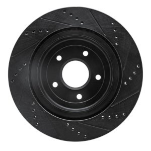 Chevrolet Corvette Brake Rotor (1) - Rear Left - R1 Concepts - Drilled & Slotted - Black - `06-`13